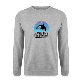 Orca Meeresbiologe Schwertwal Killerwal - Unisex Pullover - Weißgrau meliert - Vorne - Alina (178cm) & Michal (187cm)