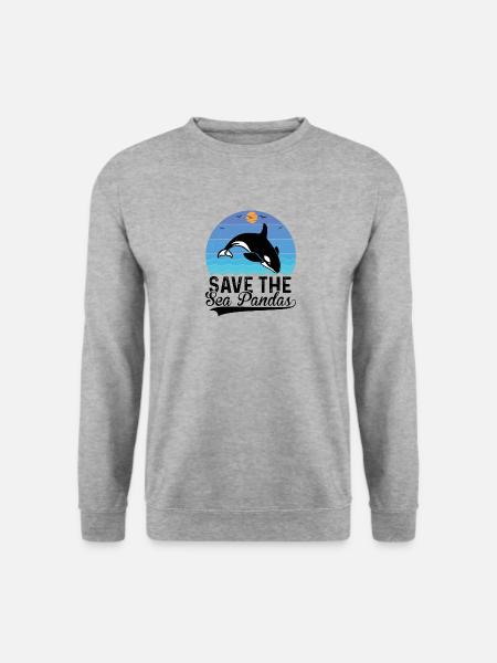 Orca Meeresbiologe Schwertwal Killerwal - Unisex Pullover - Weißgrau meliert