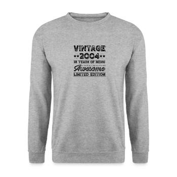 18. Geburtstag Junge Mädchen 18 Jahre 2004 Spruch - Unisex Pullover - Weißgrau meliert - Vorne - Alina (178cm) & Michal (187cm)
