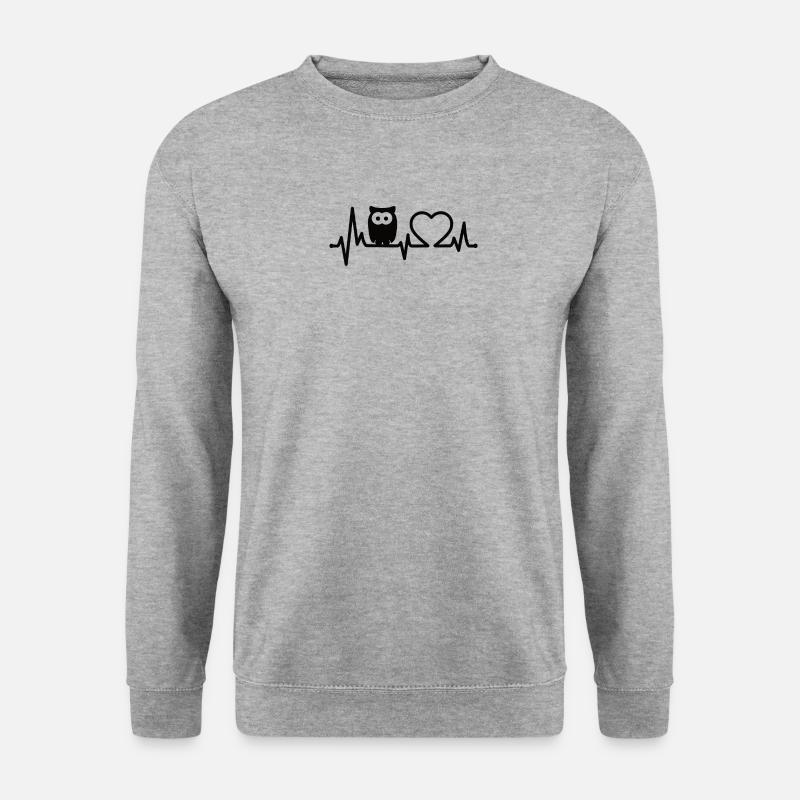 Eule Nachtaktiv nachteule Vogel Tier Mond - Unisex Pullover - Weißgrau meliert