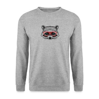 Lustige Waschbär Sprüche Retro Waschbären Raccoon - Unisex Pullover - Weißgrau meliert - Vorne - Alina (178cm) & Michal (187cm)