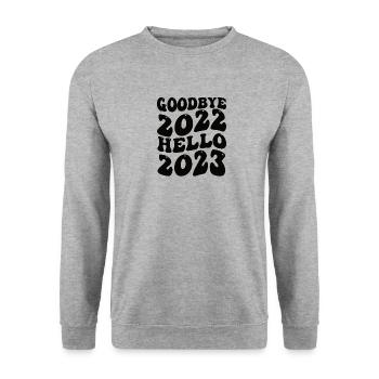 Happy New Year Neujahr Party Silvester 2023 - Unisex Pullover - Weißgrau meliert - Vorne - Alina (178cm) & Michal (187cm)