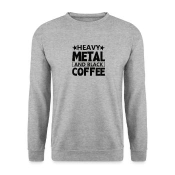 Café et Heavy Metal Rock Heavy Metal Metalhead - Sweat-shirt Unisexe - gris chiné - Devant - Alina (178cm) & Michal (187cm)
