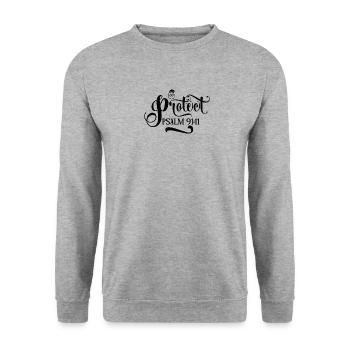 Verset biblique Psaume 91:11 Jésus Dieu Don d’ange - Sweat-shirt Unisexe - gris chiné - Devant - Alina (178cm) & Michal (187cm)