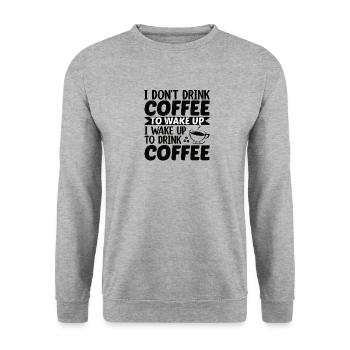 Kaffee Sarkasmus Freunde Glück Freude Cappuccino - Unisex Pullover - Weißgrau meliert - Vorne - Alina (178cm) & Michal (187cm)