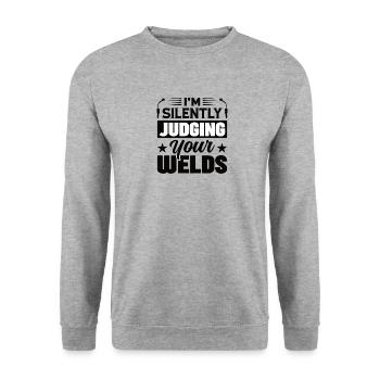 Welder Profession Heat Steel Gas TIG MAG Welding - Unisex Sweatshirt - salt & pepper - Front - Alina (178cm) & Michal (187cm)