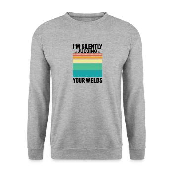 Welder Profession Heat Steel Gas TIG MAG Welding - Unisex Sweatshirt - salt & pepper - Front - Alina (178cm) & Michal (187cm)