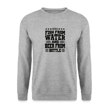 Pêche et pêche à la bière Pêcheur Buveur de bière Dicton - Sweat-shirt Unisexe - gris chiné - Devant - Alina (178cm) & Michal (187cm)