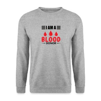 Blood donation Blood donations Blood donors - Unisex Sweatshirt - salt & pepper - Front - Alina (178cm) & Michal (187cm)