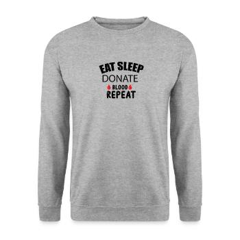 Blood donation Blood donations Blood donors - Unisex Sweatshirt - salt & pepper - Front - Alina (178cm) & Michal (187cm)