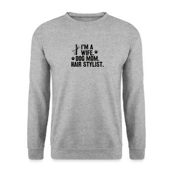 Ehefrau Hundebesitzerin Friseurin Friseur Haare - Unisex Pullover - Weißgrau meliert - Vorne - Alina (178cm) & Michal (187cm)