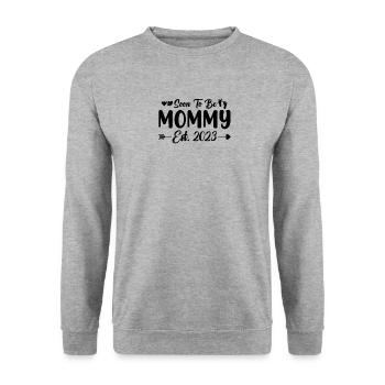 Maman 23 Annonce Mère Bébé Futur maman 2023 - Sweat-shirt Unisexe - gris chiné - Devant - Alina (178cm) & Michal (187cm)