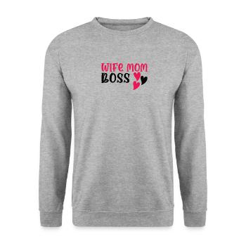 Mère Épouse Boss Fête des mères Meilleure maman Chef - Sweat-shirt Unisexe - gris chiné - Devant - Alina (178cm) & Michal (187cm)