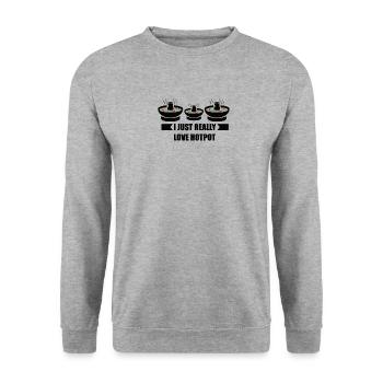 Chinese Fondue Hot Pot Hotpot - Unisex Sweatshirt - salt & pepper - Front - Alina (178cm) & Michal (187cm)