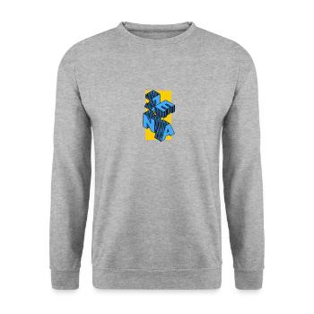 Ostthüringen Merch - Jena in Blöcken - Unisex Pullover - Weißgrau meliert - Vorne - Alina (178cm) & Michal (187cm)