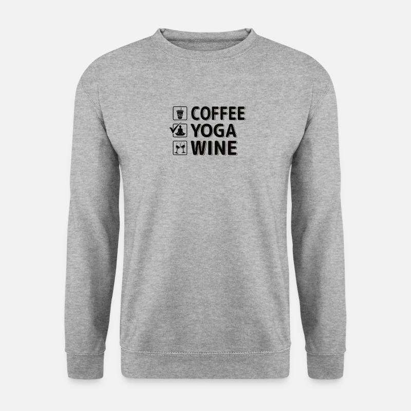 Kaffee Yoga Wein - Unisex Pullover - Weißgrau meliert