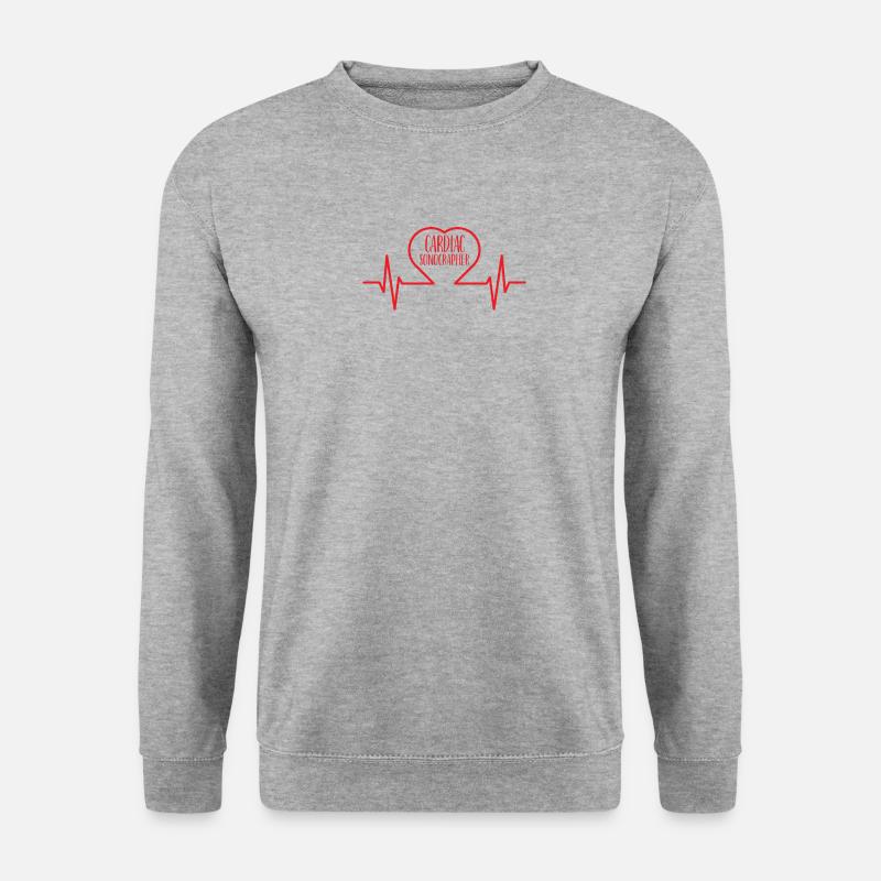 Herzsonograph Sonograph Sonographie - Unisex Pullover - Weißgrau meliert