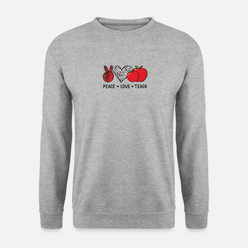 Lehrer Frieden Lieben Lehren Schule Geschenk - Unisex Pullover - Weißgrau meliert