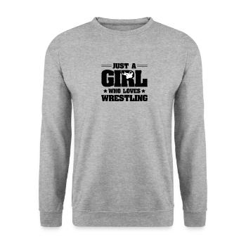 Frauen Wrestling Champion Wrestler Geschenk - Unisex Pullover - Weißgrau meliert - Vorne - Alina (178cm) & Michal (187cm)