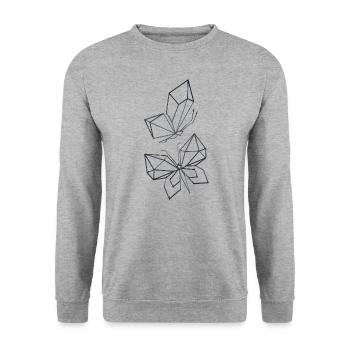 Geometrische Schmetterlinge - String Art - Unisex Pullover - Weißgrau meliert - Vorne - Alina (178cm) & Michal (187cm)