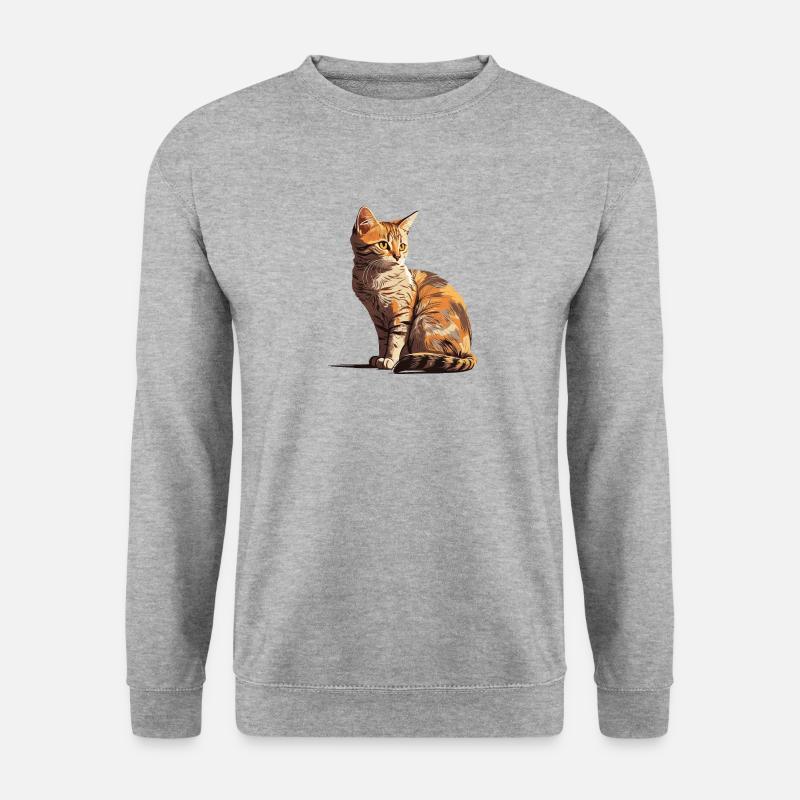 CAT - Unisex Pullover - Weißgrau meliert