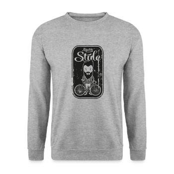 WHEEL, HIPSTER, T-SHIRT, MOUNTAIN BIKE, GIFT IDEA, - Unisex Sweatshirt - salt & pepper - Front - Alina (178cm) & Michal (187cm)