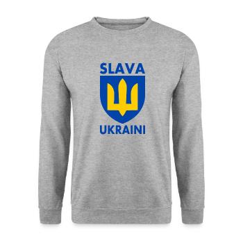 Ukraine flagge - Unisex Pullover - Weißgrau meliert - Vorne - Alina (178cm) & Michal (187cm)