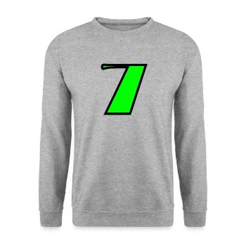 7. 7 YEARS. 7th ANNIVERSARY. BIRTHDAY 7 YEARS - Unisex Sweatshirt - salt & pepper - Front - Alina (178cm) & Michal (187cm)
