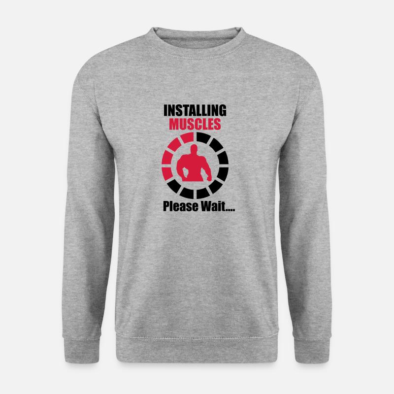 Installing Muscles (Loading) Funny - Musculation - Sweat-shirt Unisexe - gris chiné