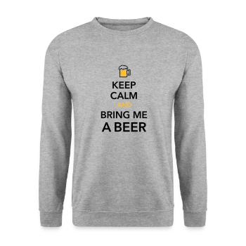 Keep calm bring me a Beer Biergarten durstig Grill - Unisex Pullover - Weißgrau meliert - Vorne - Alina (178cm) & Michal (187cm)