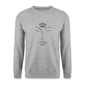 Om Shanti Meditation - Unisex Pullover - Weißgrau meliert - Vorne - Alina (178cm) & Michal (187cm)