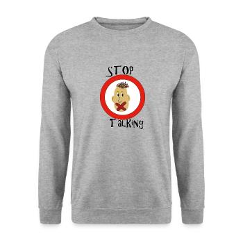 Stop Talking - Unisex Pullover - Weißgrau meliert - Vorne - Alina (178cm) & Michal (187cm)