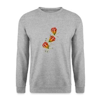 Flame Lily x 3 - Unisex Sweatshirt - salt & pepper - Front - Alina (178cm) & Michal (187cm)