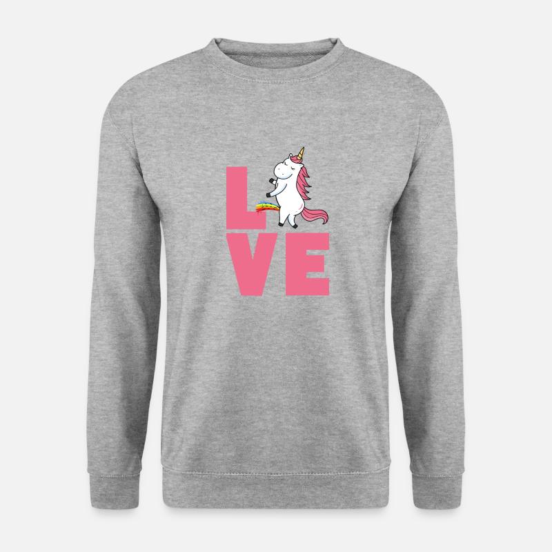 Love Einhorn - Unisex Pullover - Weißgrau meliert