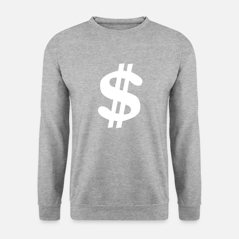 Dollarzeichen - Unisex Pullover - Weißgrau meliert