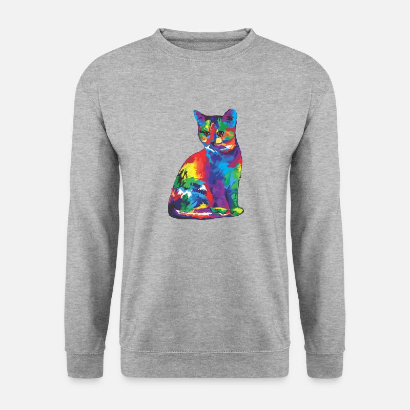 Katze - Unisex Pullover - Weißgrau meliert