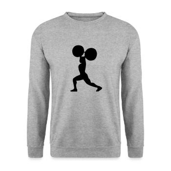 Gewichtheber - Unisex Pullover - Weißgrau meliert - Vorne - Alina (178cm) & Michal (187cm)