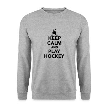 Keep calm and play Hockey - Unisex Sweatshirt - salt & pepper - Front - Alina (178cm) & Michal (187cm)