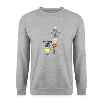 Funny tennis picture cartoon bat ball saying - Unisex Sweatshirt - salt & pepper - Front - Alina (178cm) & Michal (187cm)