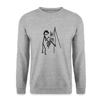 Malerin - Unisex Pullover - Weißgrau meliert - Vorne - Alina (178cm) & Michal (187cm)