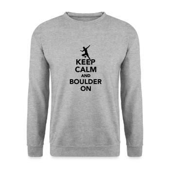 Keep calm and boulder on - Sweat-shirt Unisexe - gris chiné - Devant - Alina (178cm) & Michal (187cm)