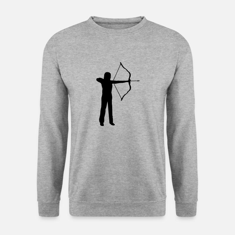 Bogenschießerin, Bogenschießen - Unisex Pullover - Weißgrau meliert