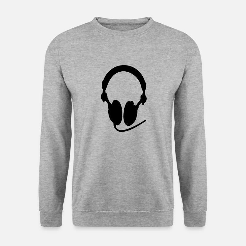 Kopfhörer Ohrhörer Headset Headphones Geschenkidee - Unisex Pullover - Weißgrau meliert