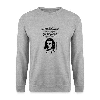 Friedrich Schiller Zitat Dummheit - Unisex Pullover - Weißgrau meliert - Vorne - Alina (178cm) & Michal (187cm)