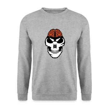 brain brain death brain skull - Unisex Sweatshirt - salt & pepper - Front - Alina (178cm) & Michal (187cm)
