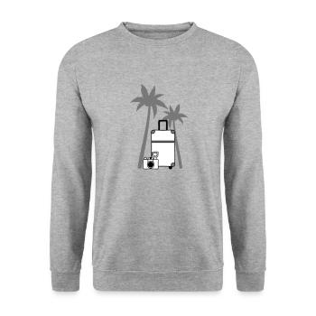 Kamera Koffer Palme - Unisex Pullover - Weißgrau meliert - Vorne - Alina (178cm) & Michal (187cm)