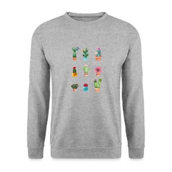 Kaktus - Unisex Pullover - Weißgrau meliert - Vorne - Alina (178cm) & Michal (187cm)