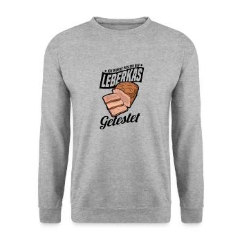 Leberkäse Semmel Leberkas Leberkäs Lustiger Spruch - Unisex Pullover - Weißgrau meliert - Vorne - Alina (178cm) & Michal (187cm)