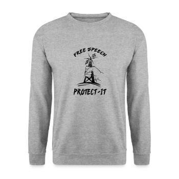 Free speech Journalist Reporter Beruf Geschenk - Unisex Pullover - Weißgrau meliert - Vorne - Alina (178cm) & Michal (187cm)
