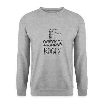 Leuchtturm am Meer Rügen - Unisex Pullover - Weißgrau meliert - Vorne - Alina (178cm) & Michal (187cm)